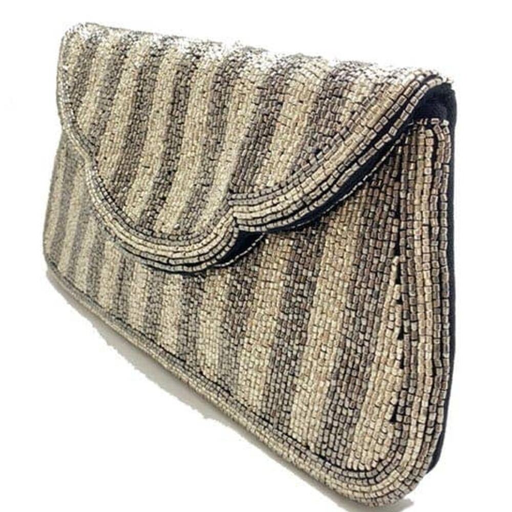 Hematite Flared Beaded Clutch